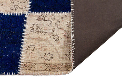 Handmade Patchwork Turkish Rug: Bohemian Wool Area Rug (5.6x7.9 ft)