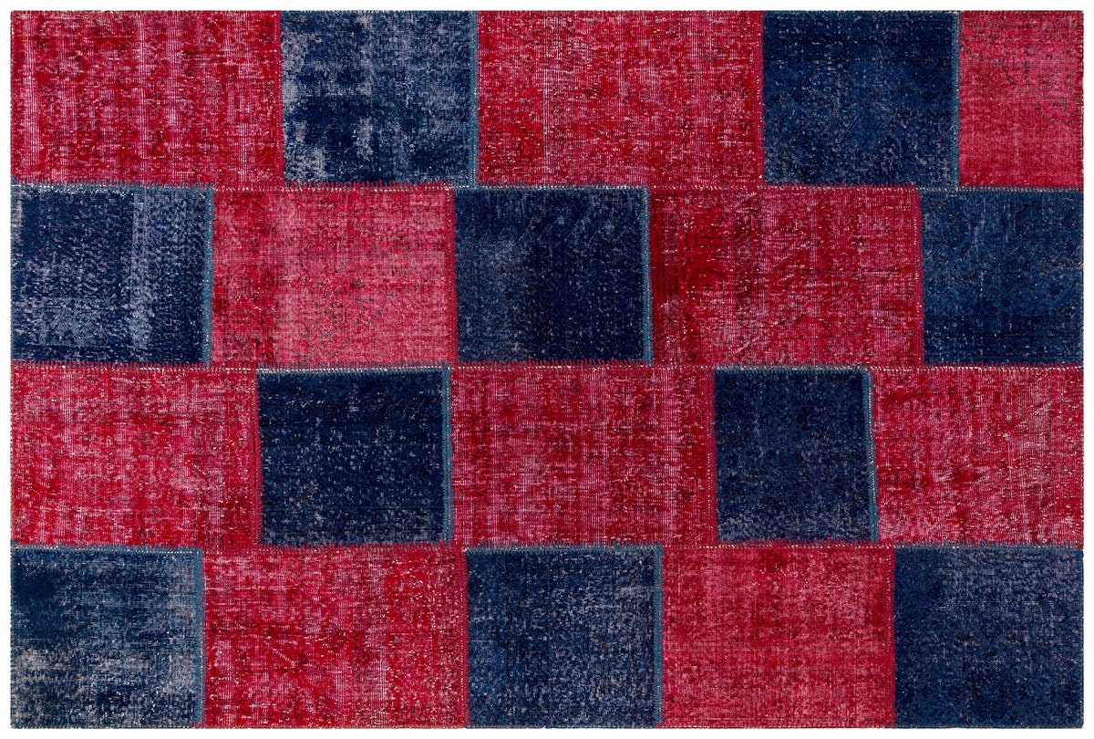 Handmade Turkish Patchwork Rug: 6x9.2 ft Wool Bohemian Area Rug