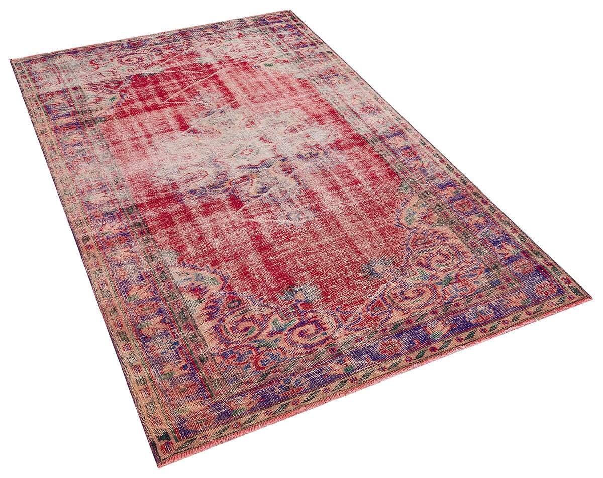 Vintage Turkish Wool Rug (4.8x7.6 ft): Handmade Anatolian Bohemian Area Rug