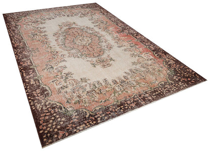 Vintage Turkish Rug (6.8x10.4 ft): Handmade Wool Anatolian Rug