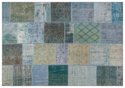 Handmade Patchwork Turkish Rug: Bohemian Wool Area Rug (5.2x7.5 ft)