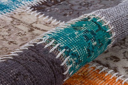 Handmade Wool Patchwork Rug: 3.6x3.6 ft Bohemian Circle Rug