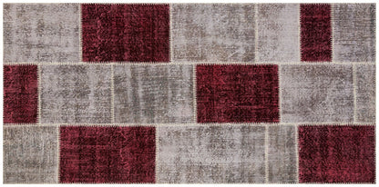 Handmade Wool Patchwork Rug: Bohemian Turkish Area Rug (3.9x6.9 ft)