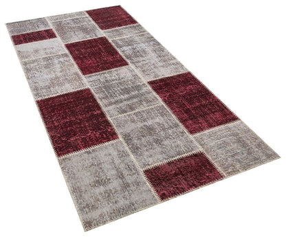 Handmade Wool Patchwork Rug: Bohemian Turkish Area Rug (3.9x6.9 ft)