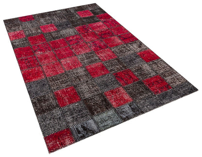 Handmade Patchwork Turkish Rug: Bohemian Wool Area Rug (4.9x7.7 ft)