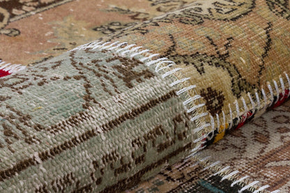 Handmade Wool Patchwork Turkish Rug - Bohemian Area Rug (4.10x6.6 ft)