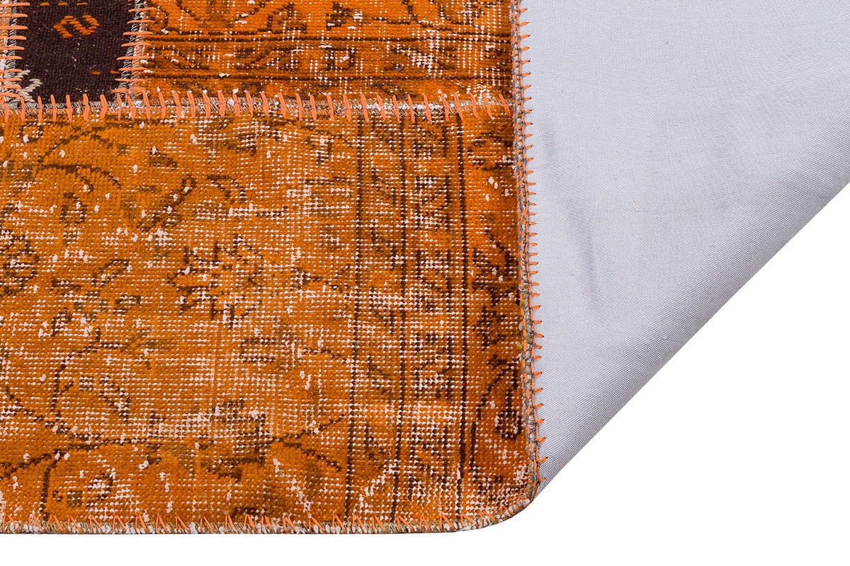 Handmade Wool Patchwork Rug: Bohemian Turkish Area Rug (5.2x7.5 ft)