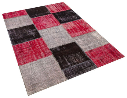 Handmade Wool Patchwork Turkish Rug: Bohemian Area Rug (4.6x6.6 ft)