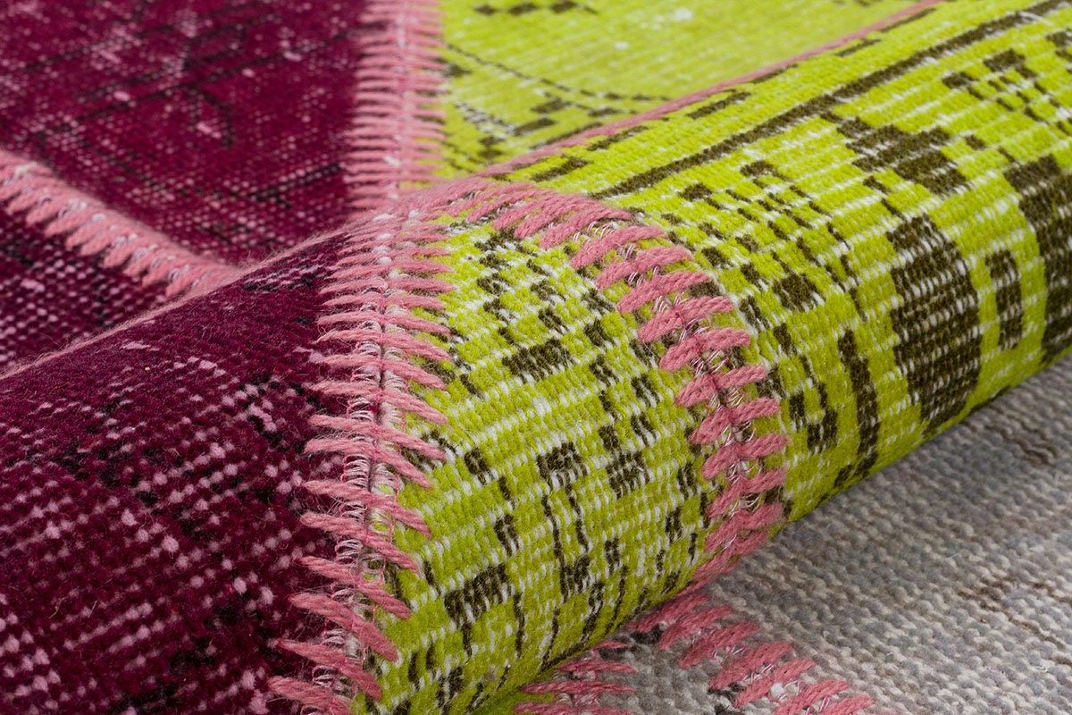Handmade Wool Patchwork Rug: Bohemian Turkish Area Rug (5.4x8 ft)