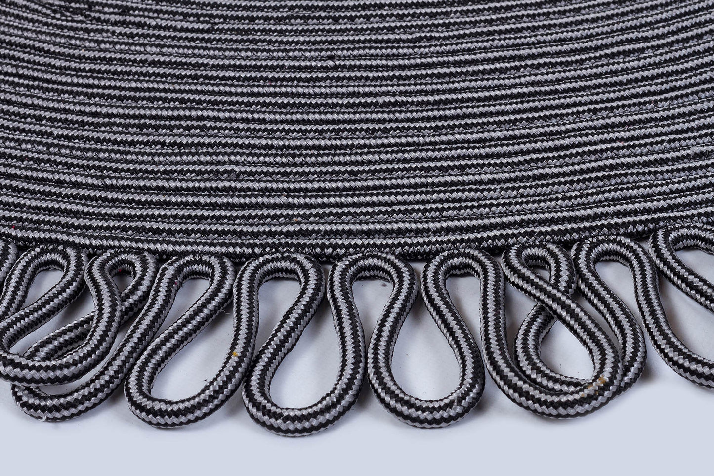 Washable Gray Jute Rug: Bohemian Circle carpet with Decorative Border