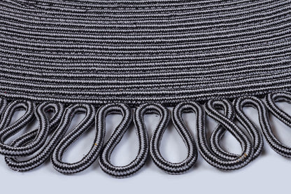 Washable Gray Jute Rug: Bohemian Circle carpet with Decorative Border