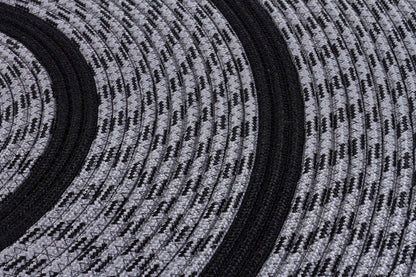 Washable Black Jute Rug: Bohemian Outdoor/Indoor Circle Rug