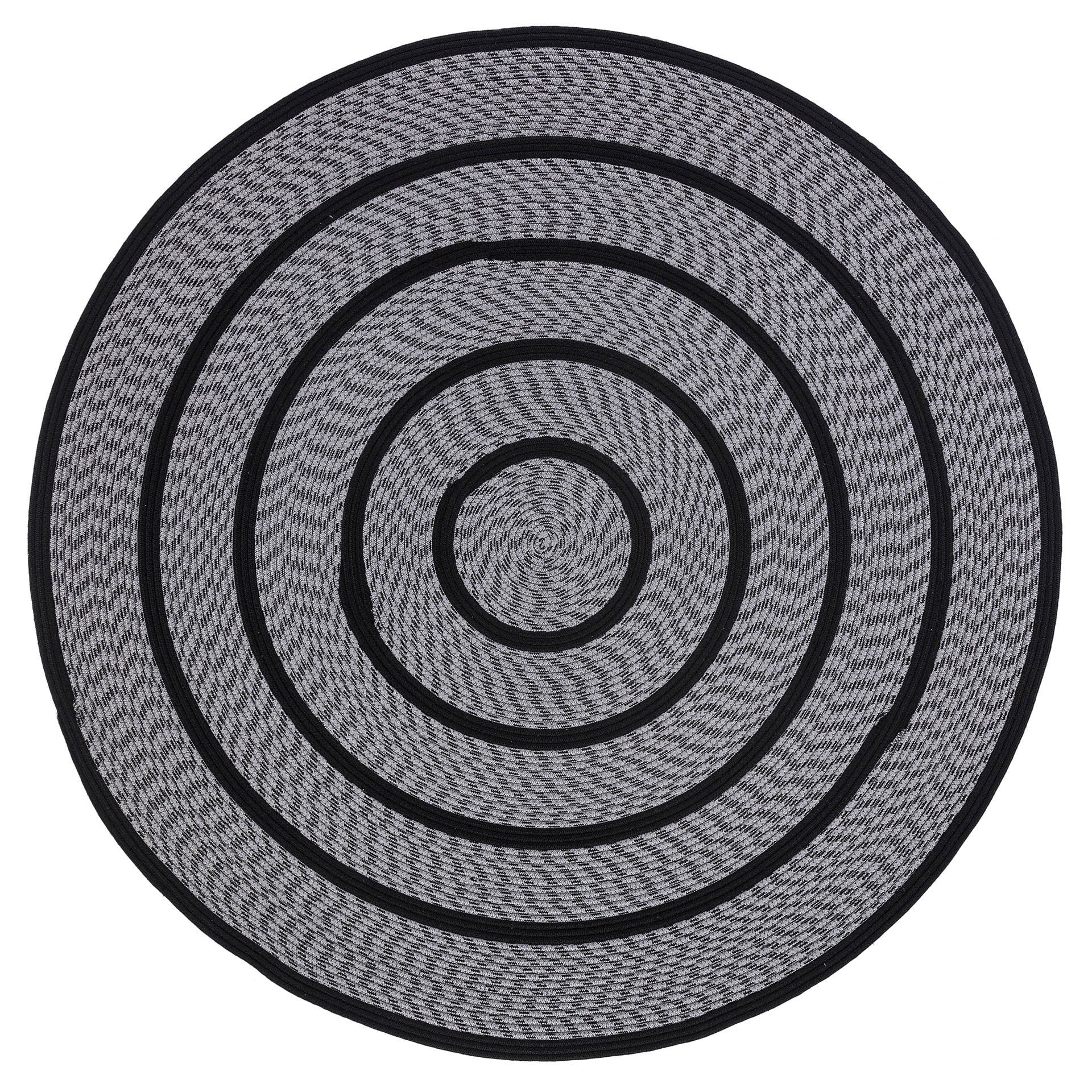 Washable Black Jute Rug: Bohemian Outdoor/Indoor Circle Rug