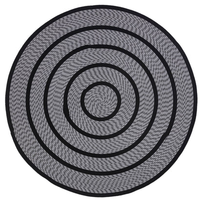 Washable Black Jute Rug: Bohemian Outdoor/Indoor Circle Rug