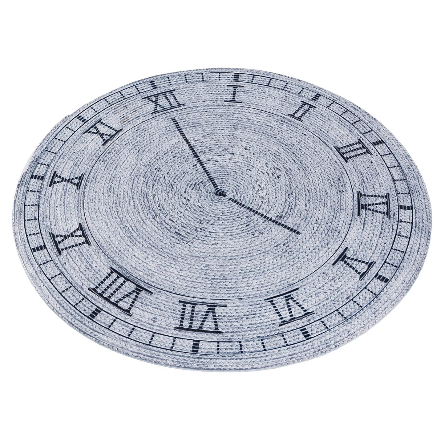 Washable Gray Clock Jute Rug: Bohemian Outdoor Circle Carpet
