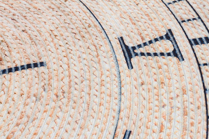 Jute Clock Rug: Bohemian Washable Outdoor/Indoor Carpet