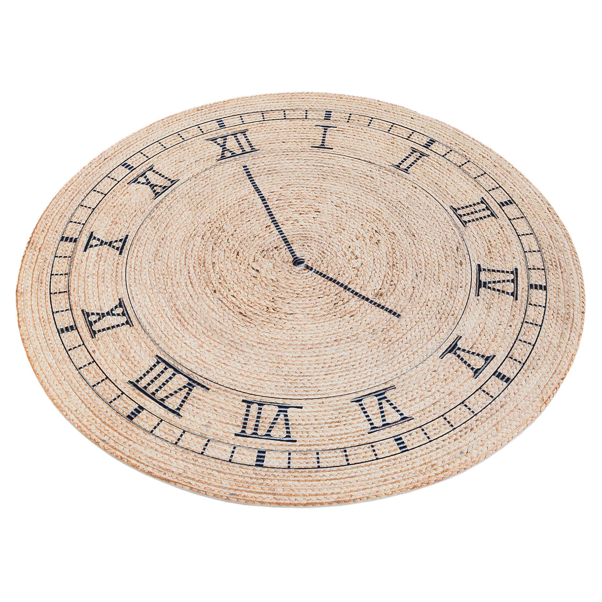 Jute Clock Rug: Bohemian Washable Outdoor/Indoor Carpet