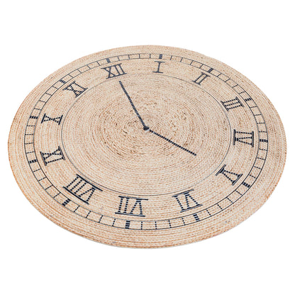Jute Clock Rug: Bohemian Washable Outdoor/Indoor Carpet