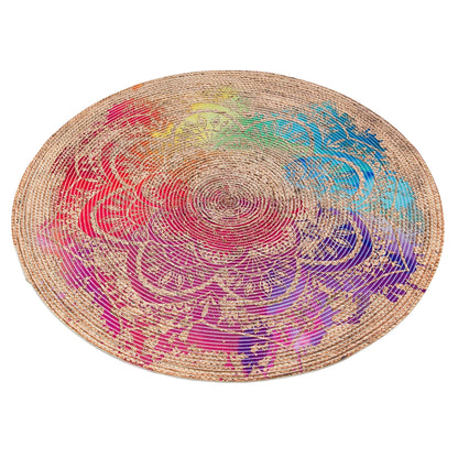 Colorful Jute Rug: Colorful Mandala, Indoor/Outdoor Carpet