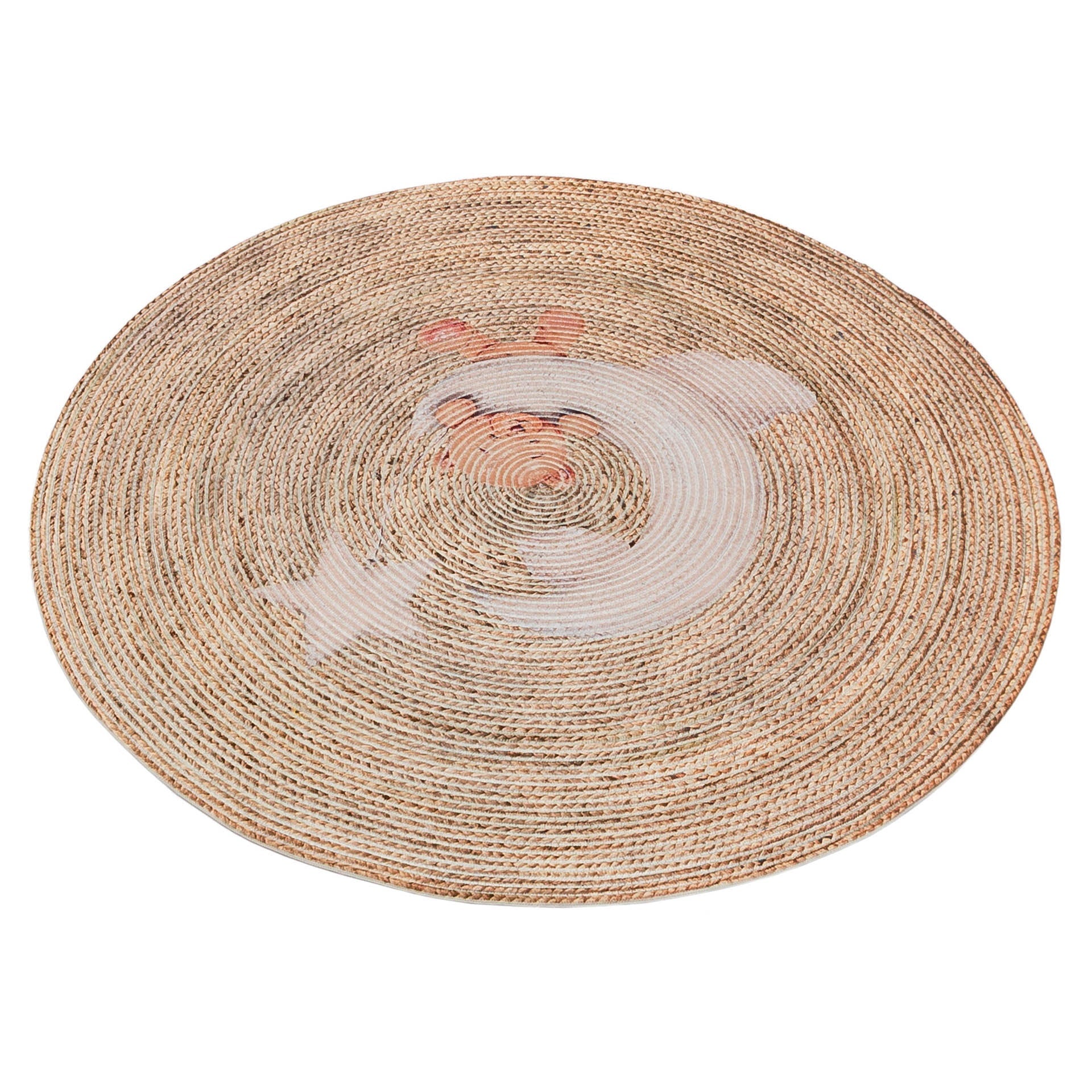 Bohemian Beige Jute Rug: Washable Indoor Outdoor Circle Carpet