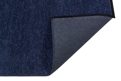 Blue Cotton Turkish Rug, Modern Washable Carpet