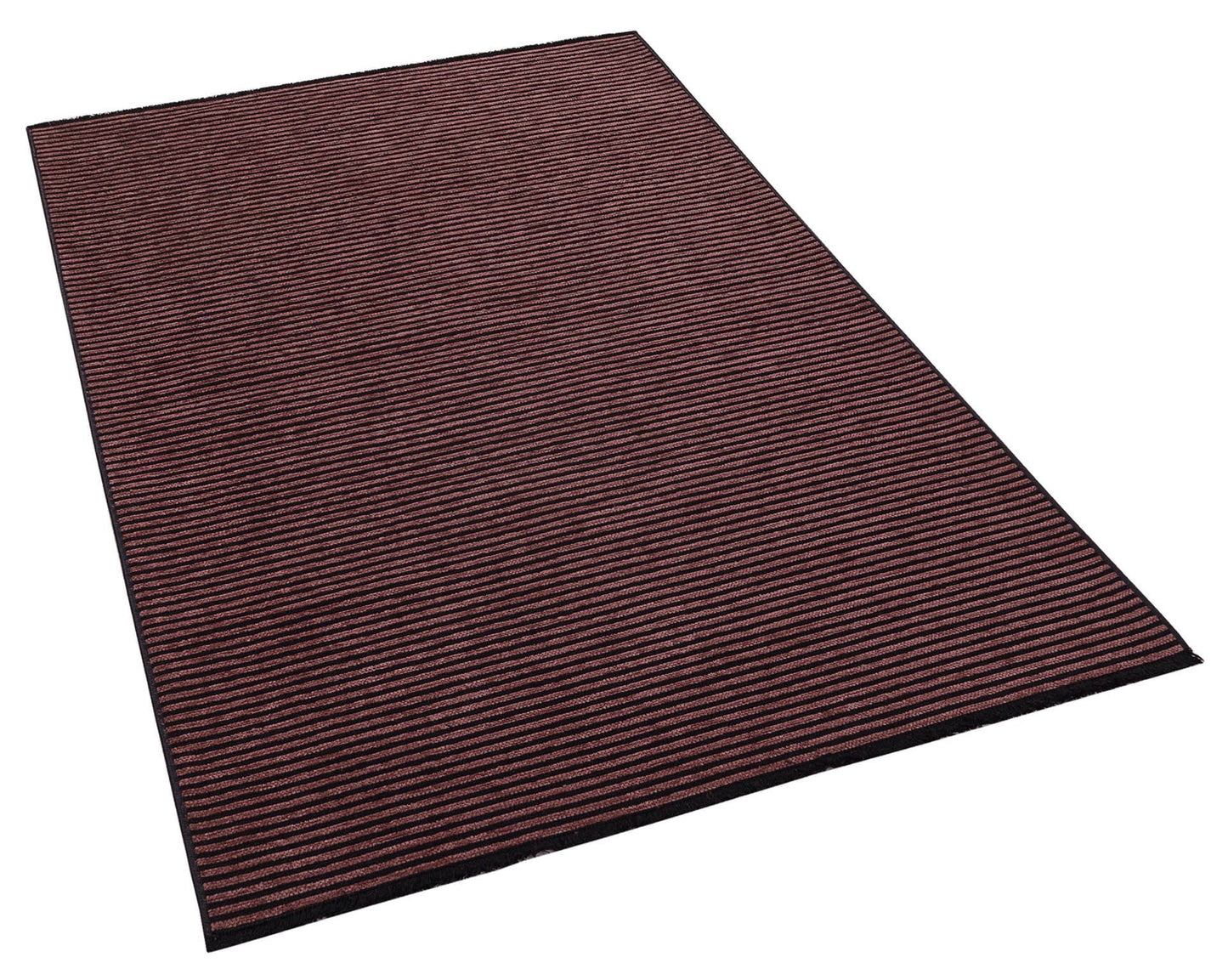 Dark Burgundy Striped Area Rug | Washable Ribbed Carpet, Pet Friendly Non-Slip Home Decor