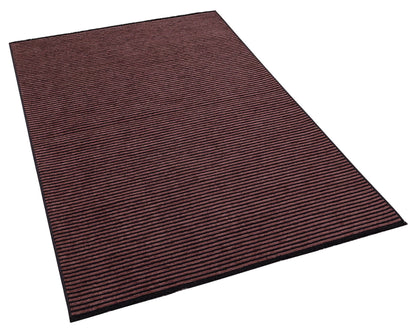 Dark Burgundy Striped Area Rug | Washable Ribbed Carpet, Pet Friendly Non-Slip Home Decor