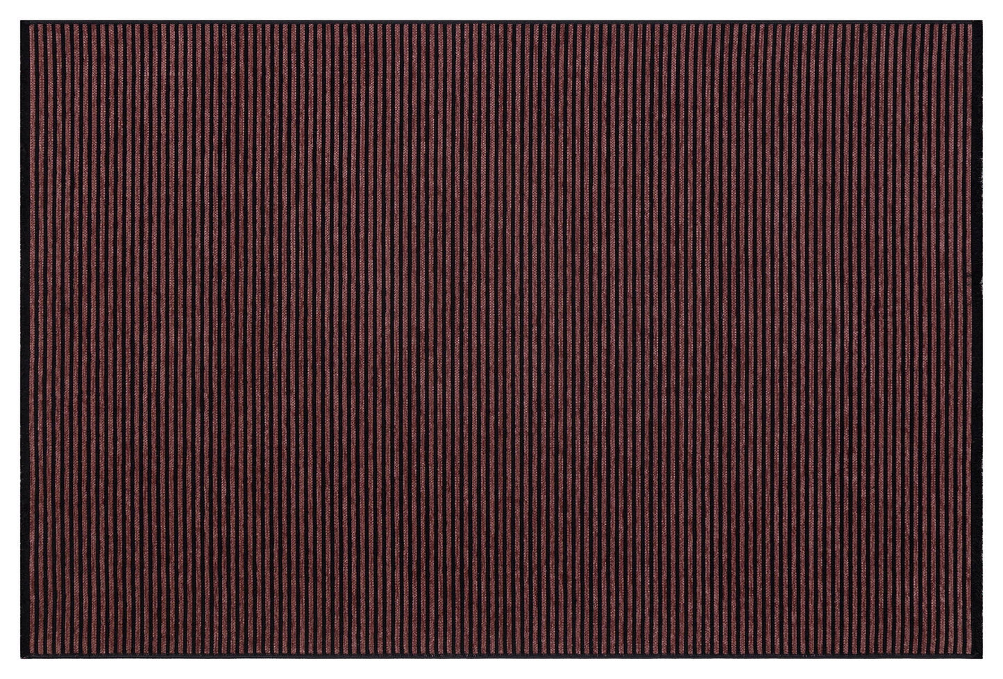 Dark Burgundy Striped Area Rug | Washable Ribbed Carpet, Pet Friendly Non-Slip Home Decor