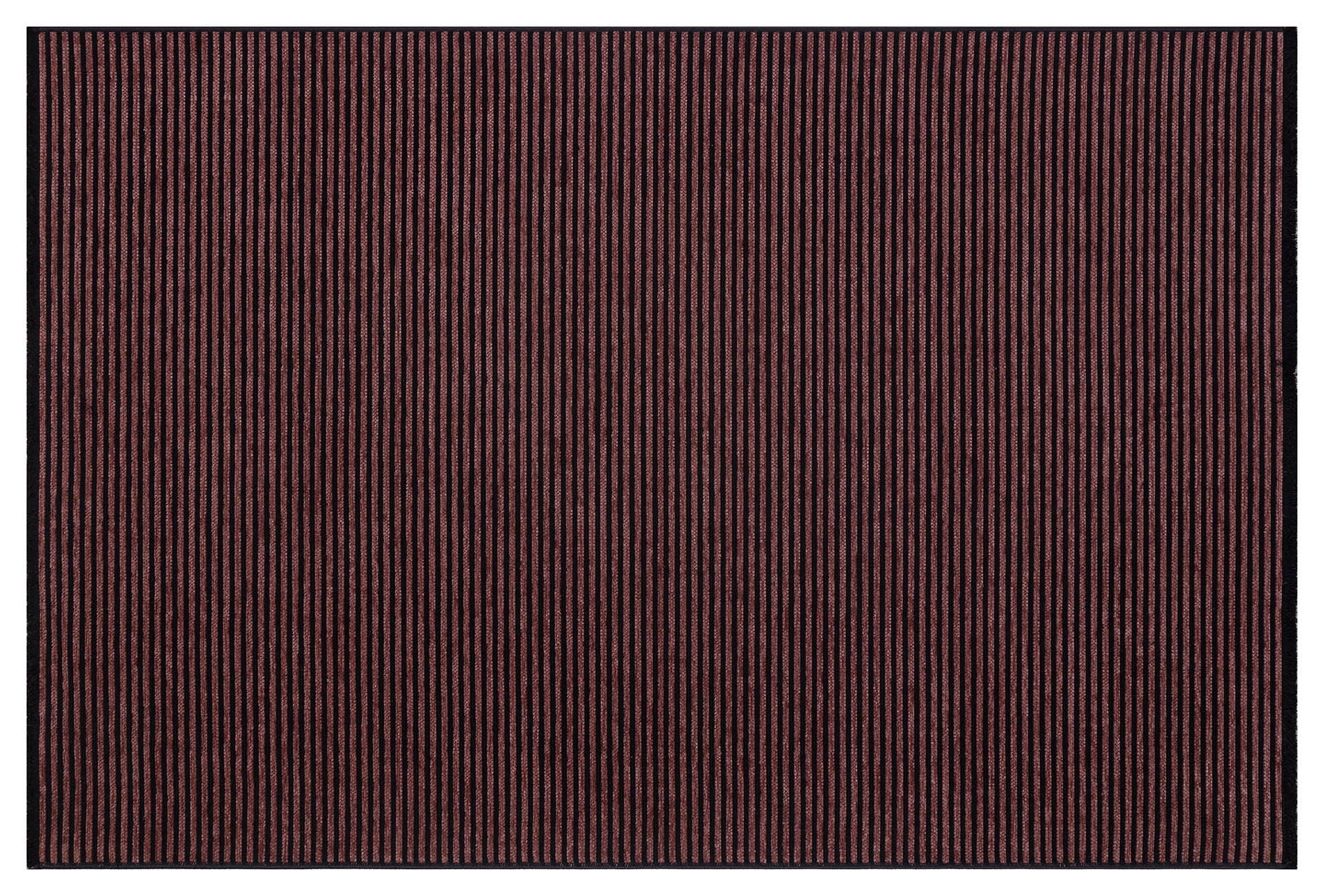 Dark Burgundy Striped Area Rug | Washable Ribbed Carpet, Pet Friendly Non-Slip Home Decor