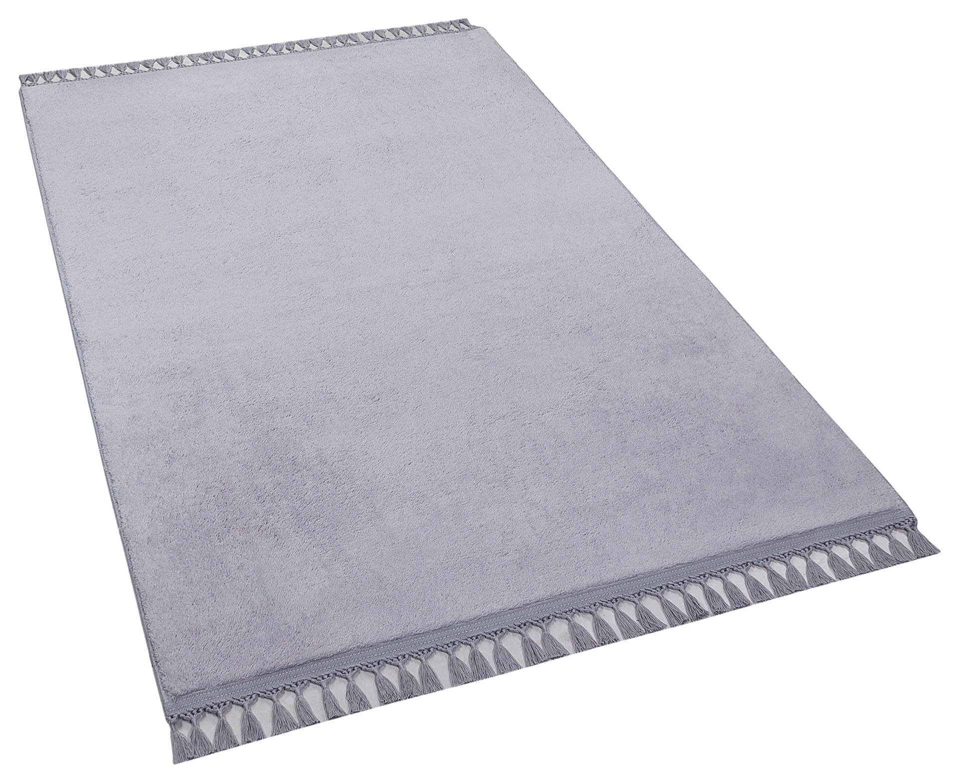 Fluffy Gray Rug: Modern Plain minimalist Washable Cotton Carpet