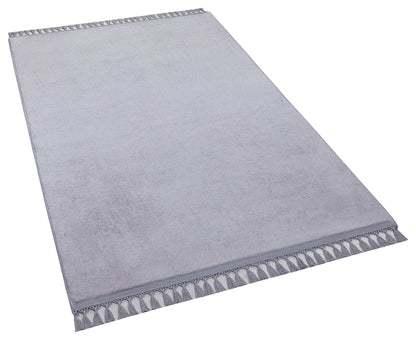 Fluffy Gray Rug: Modern Plain minimalist Washable Cotton Carpet