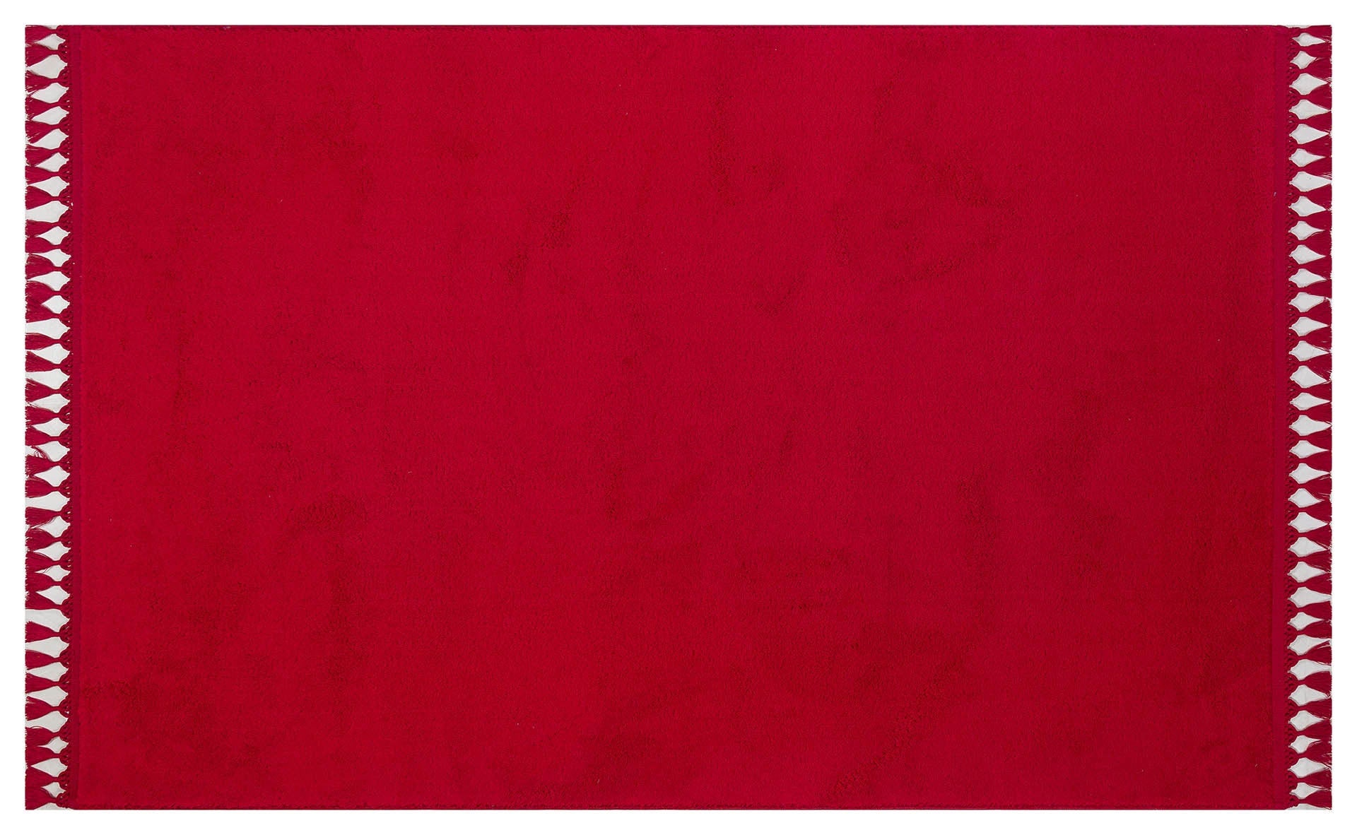 Red Fluffy Rug: Modern Fluffy Carpet with Tassels, Washable