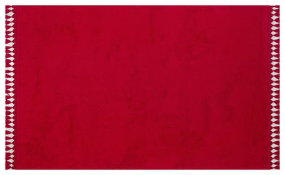 Red Fluffy Rug: Modern Fluffy Carpet with Tassels, Washable