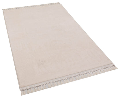 Fluffy Cream Rug: Washable Cotton Nursery Carpet