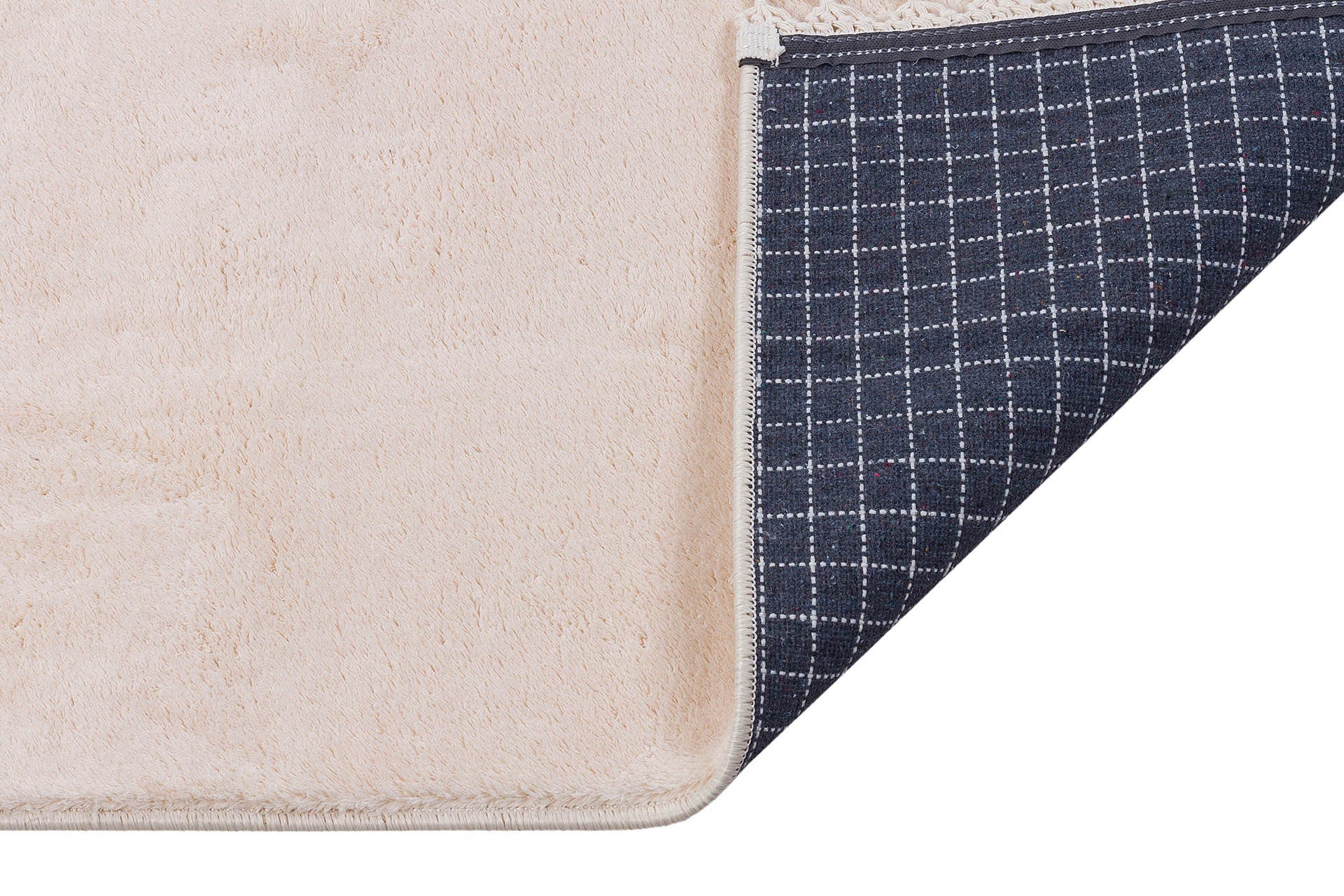 Fluffy Cream Rug: Washable Cotton Nursery Carpet