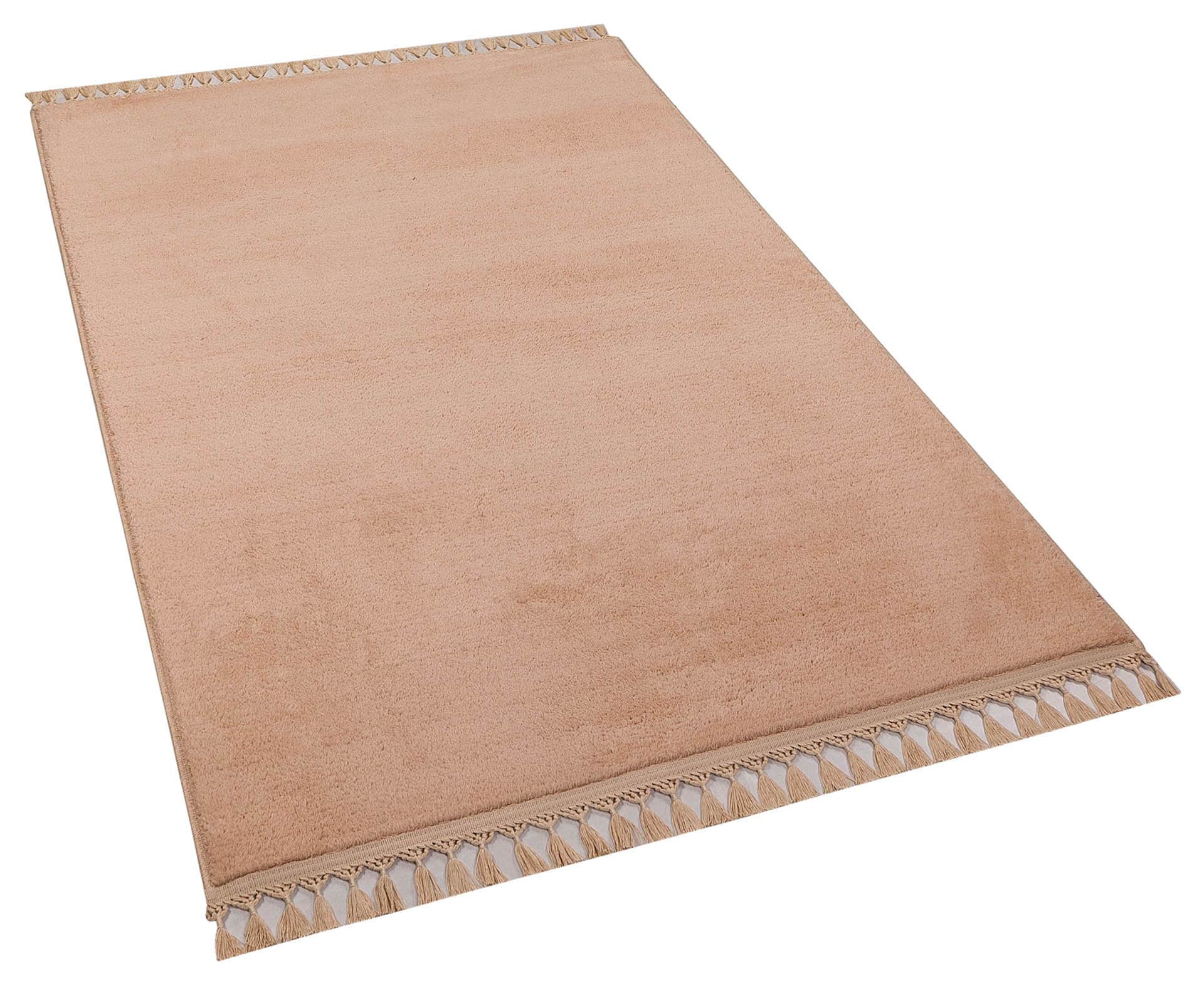 Fluffy Beige Rug with tassels: Modern Home Decor, Anti-Allergic Cotton Carpet