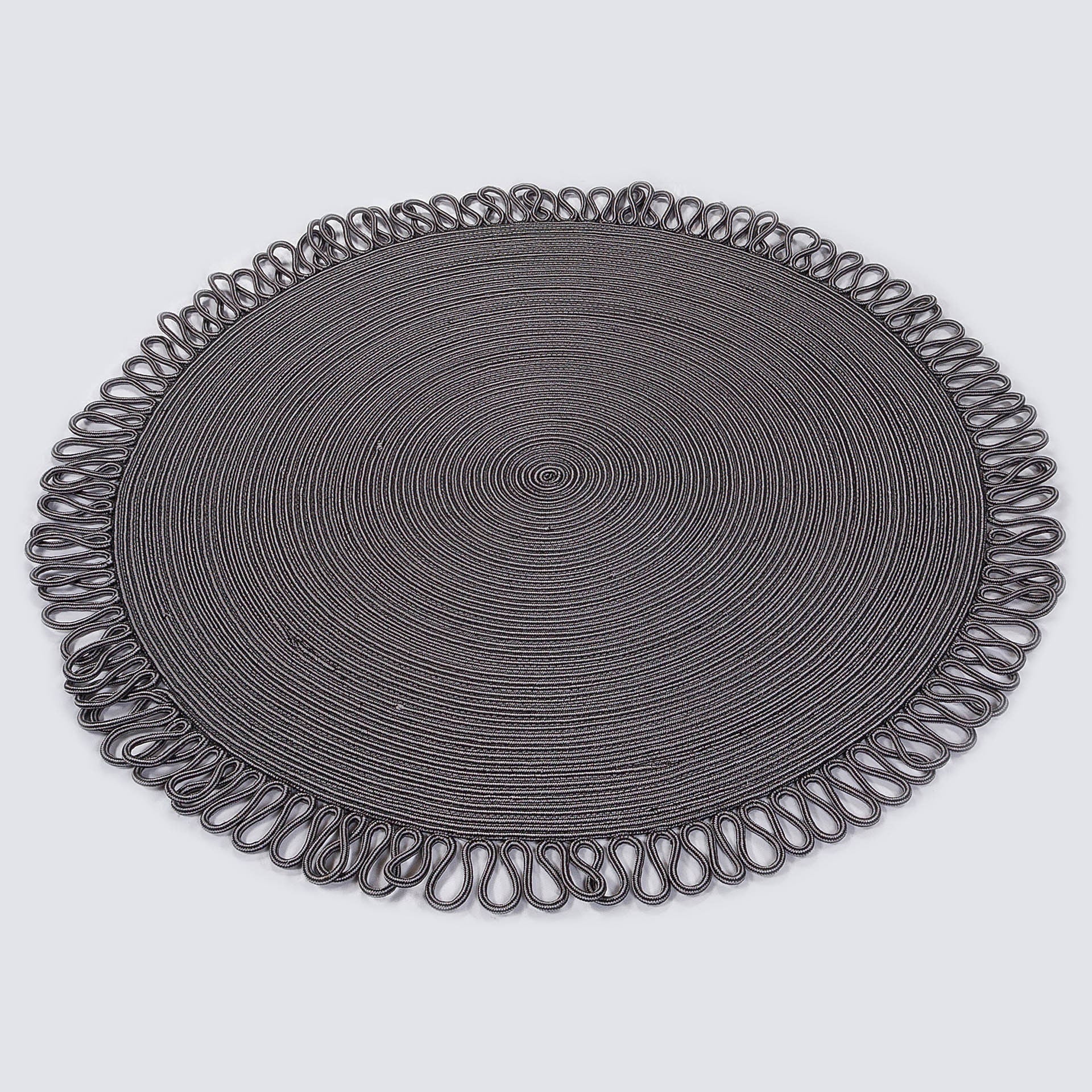 Washable Gray Jute Rug: Bohemian Circle carpet with Decorative Border