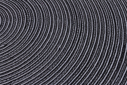 Washable Gray Jute Rug: Bohemian Circle carpet with Decorative Border