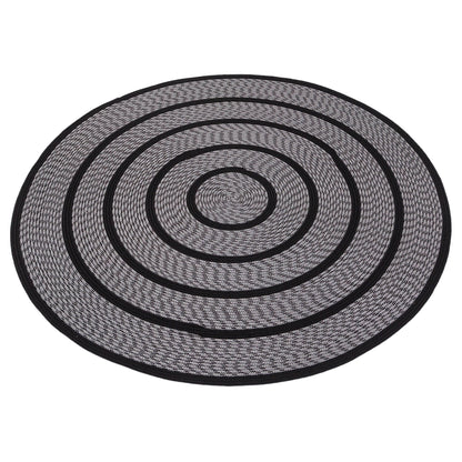 Washable Black Jute Rug: Bohemian Outdoor/Indoor Circle Rug