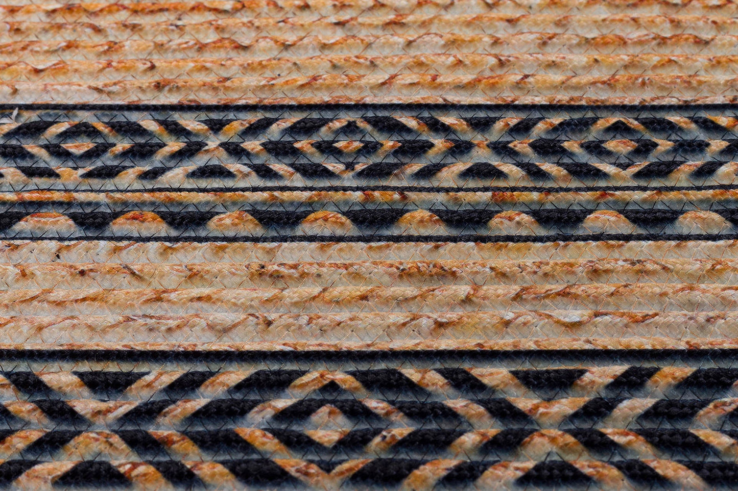 Bohemian Jute Rug: Washable Oval Rug with Geometric Border