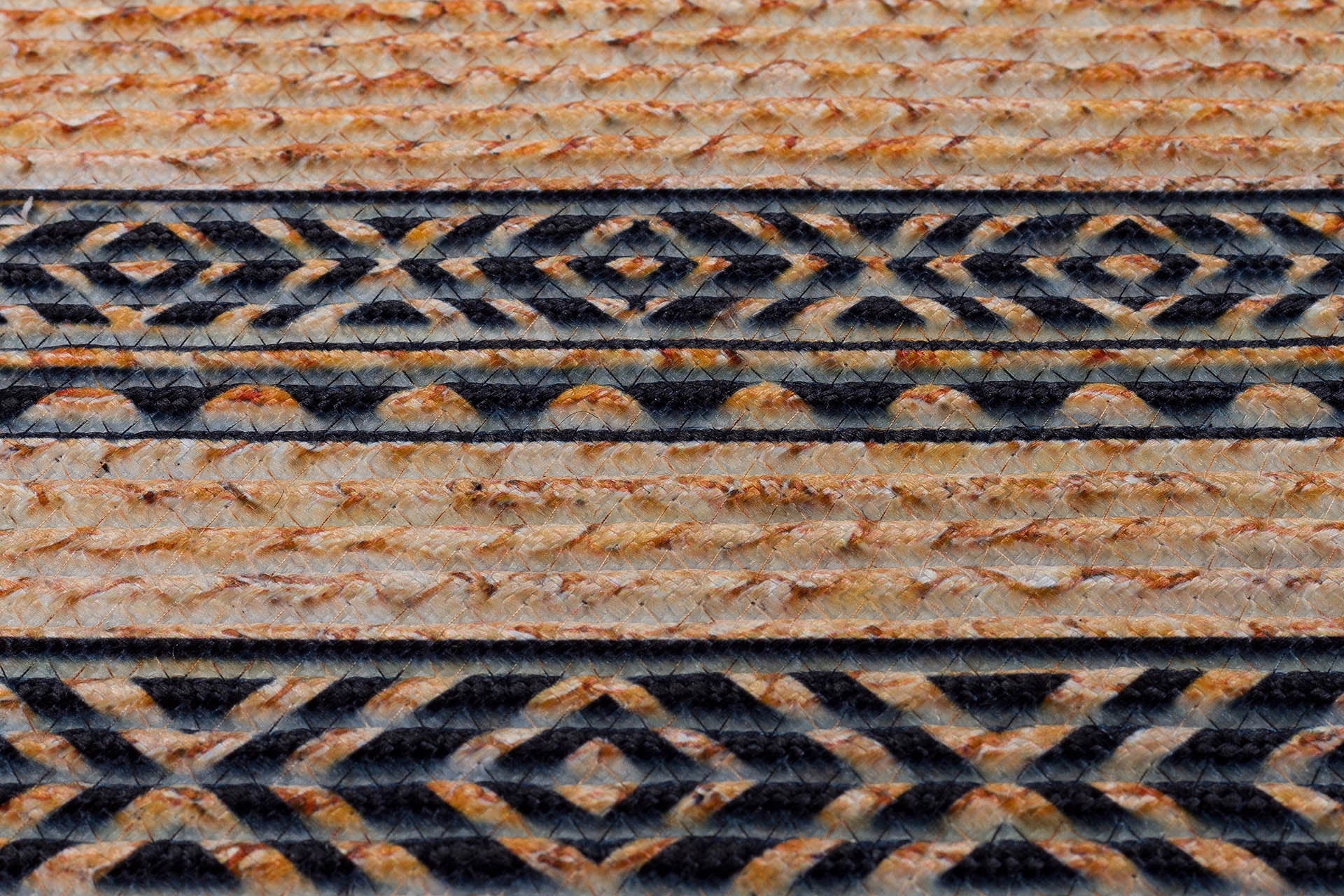 Bohemian Jute Rug: Washable Oval Rug with Geometric Border