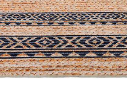 Bohemian Jute Rug: Washable Oval Rug with Geometric Border