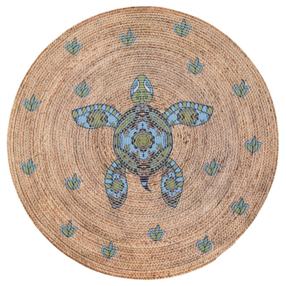 Turtle Jute Rug: Bohemian Outdoor Circle Rug