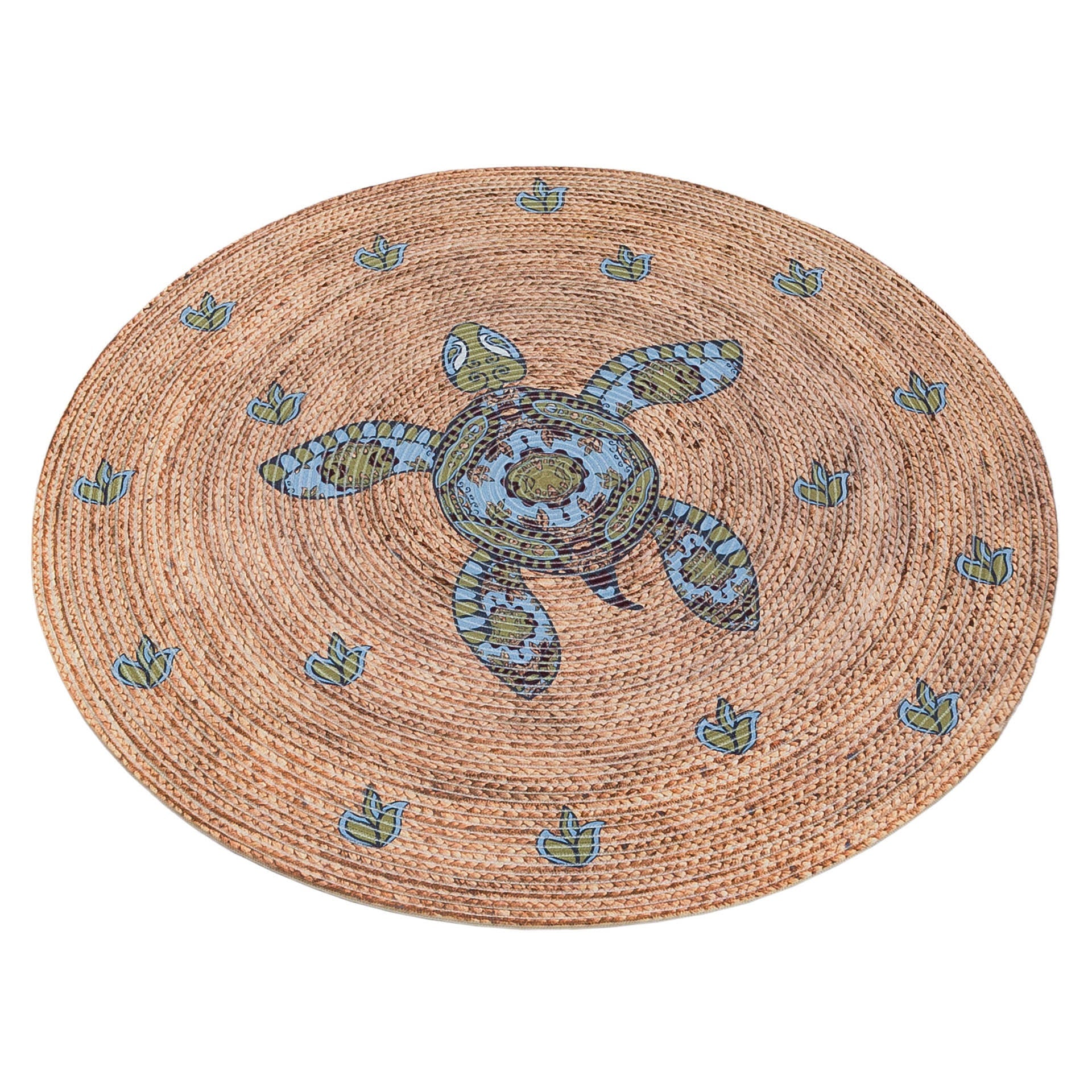 Turtle Jute Rug: Bohemian Outdoor Circle Rug