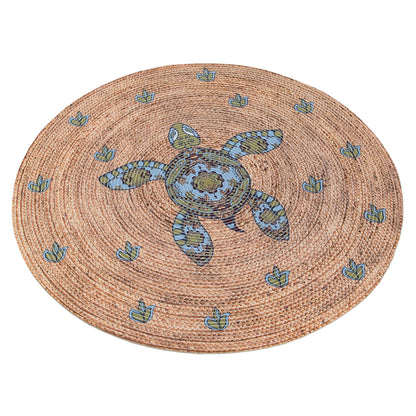 Turtle Jute Rug: Bohemian Outdoor Circle Rug