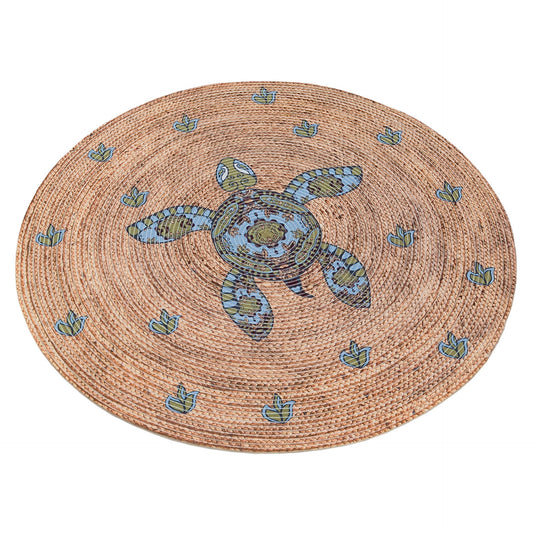 Turtle Jute Rug: Bohemian Outdoor Circle Rug