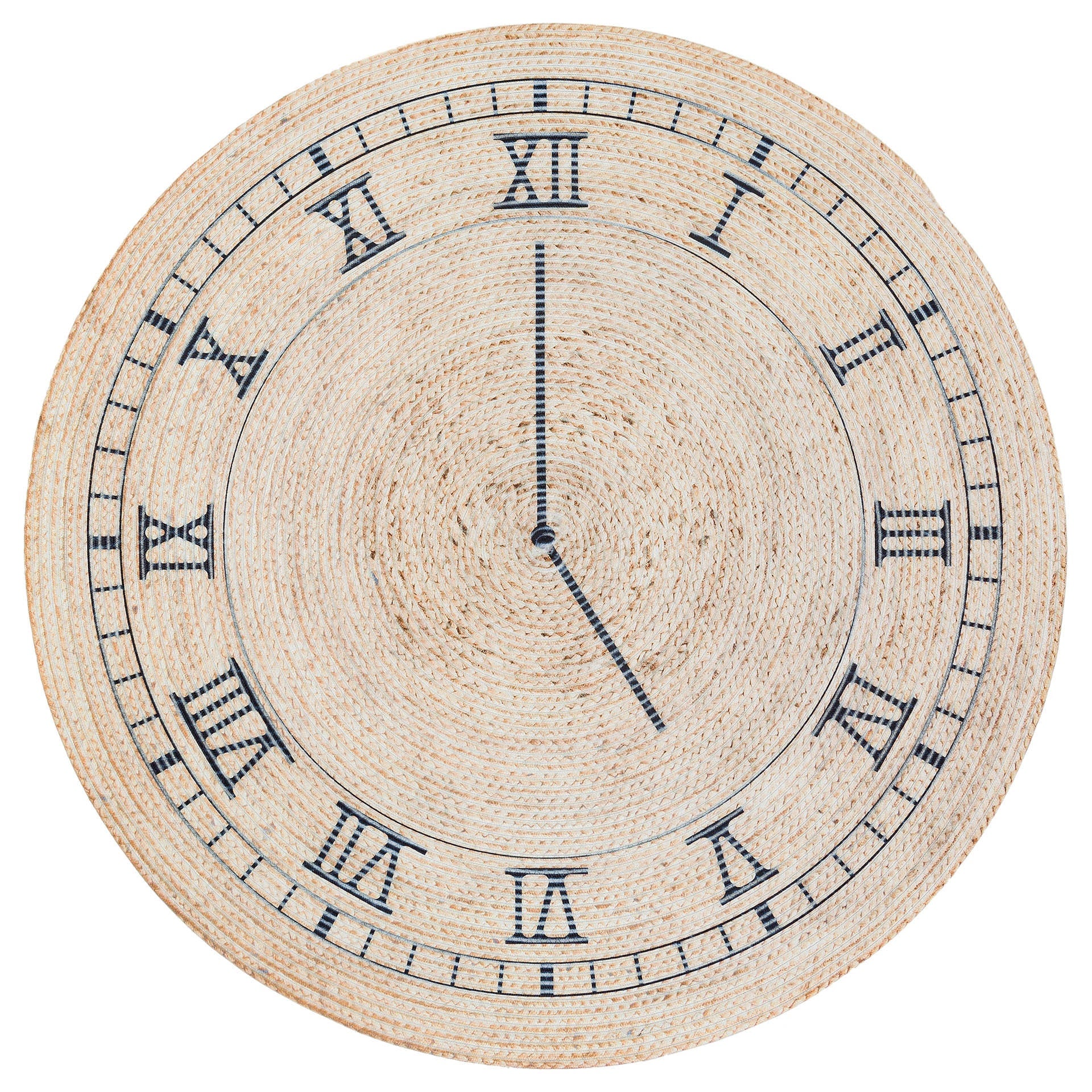 Jute Clock Rug: Bohemian Washable Outdoor/Indoor Carpet