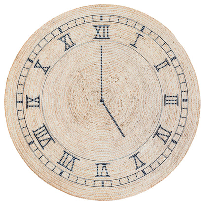 Jute Clock Rug: Bohemian Washable Outdoor/Indoor Carpet