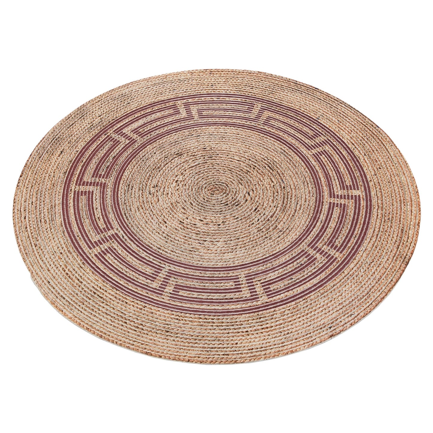 Bohemian Jute Circle Rug: Washable Outdoor Carpet