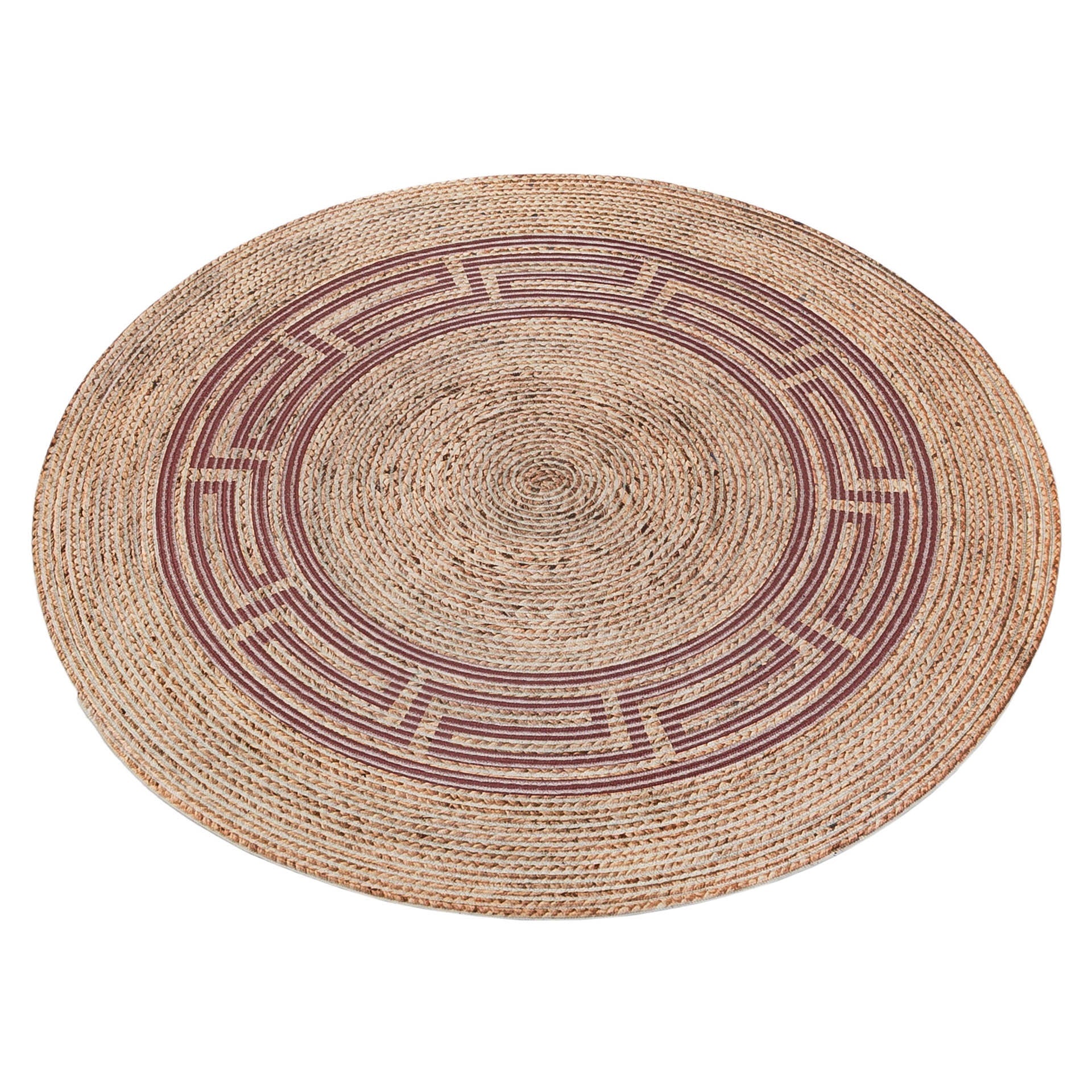 Bohemian Jute Circle Rug: Washable Outdoor Carpet